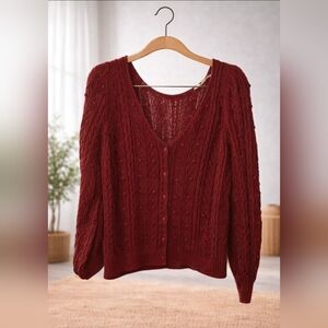 Women's SEZANE Red Cable Knit Sweater